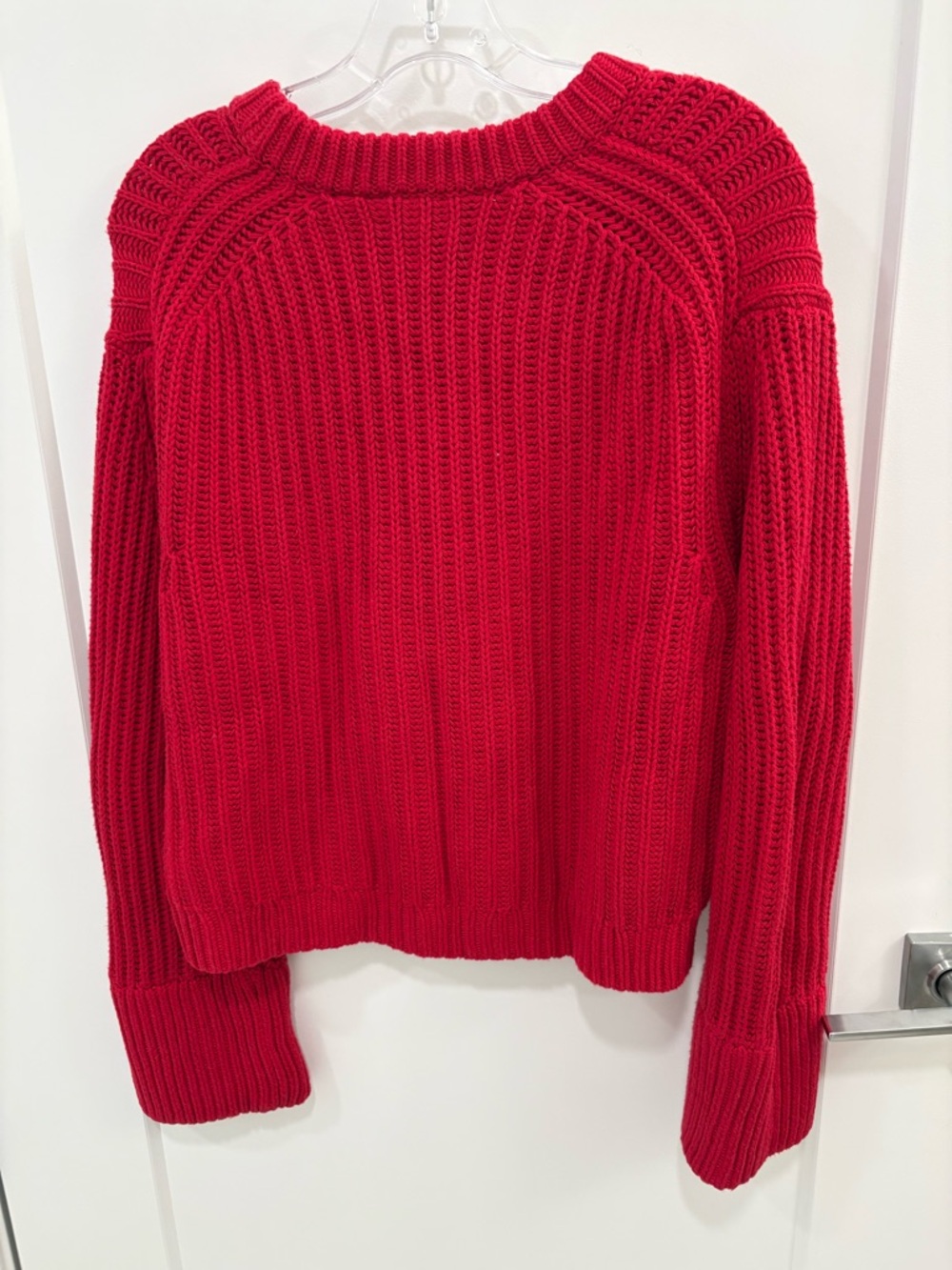 J.Crew Knit Heritage Cotton Fisherman Crewneck Sweater in Racing Red Sz Medium - Picture 10 of 16